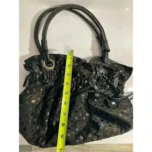 No brand Black Medium sized purse floral and sequin shoulder bag leather handle - Picture 7 of 9